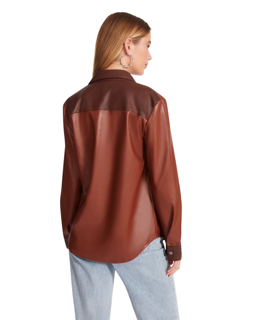 Brown Steve Madden Sam Women's Shirt Jackets | PH 5168UFX